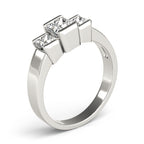 Three Stone Princess Engagement Ring Classic Setting