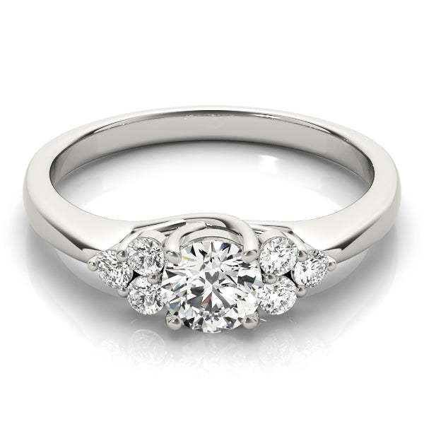 Round Petite Cluster Side Engagement Ring