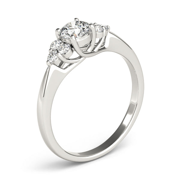 Round Petite Cluster Side Engagement Ring