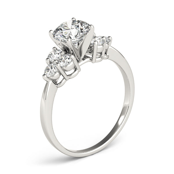 Round Cluster Side Sparkle Engagement Ring