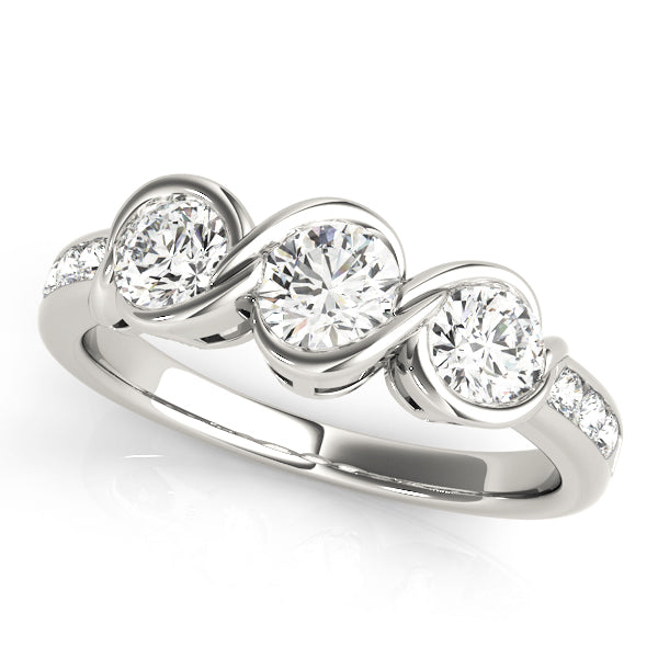 Three Stone Infinity Bezel Engagement Ring