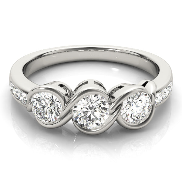 Three Stone Infinity Bezel Engagement Ring