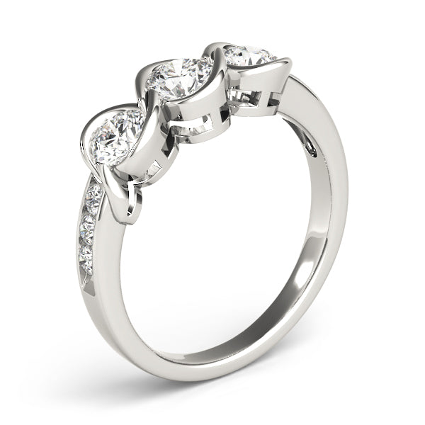 Three Stone Infinity Bezel Engagement Ring