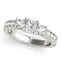 Three Stone Milgrain Princess Engagement Ring