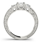 Three Stone Milgrain Princess Engagement Ring