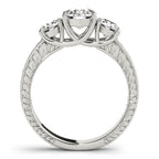 Vintage Style 3-Stone Filigree Engagement Ring