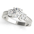 Three Stone Antique Filigree Engagement Ring Vintage Style