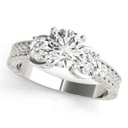 Three Stone Antique Filigree Engagement Ring Vintage Style