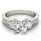 Three Stone Antique Filigree Engagement Ring Vintage Style