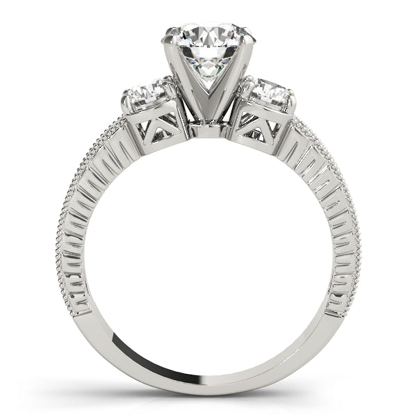 Three Stone Antique Filigree Engagement Ring Vintage Style