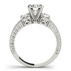 Three Stone Antique Filigree Engagement Ring Vintage Style
