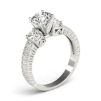 Three Stone Antique Filigree Engagement Ring Vintage Style