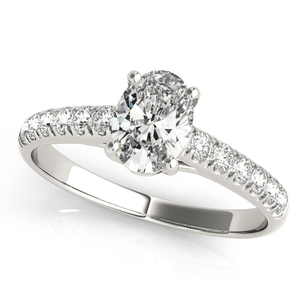Oval Trellis U-Prong Single Row Engagement Ring 5x3mm