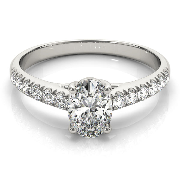 Oval Trellis U-Prong Single Row Engagement Ring 5x3mm