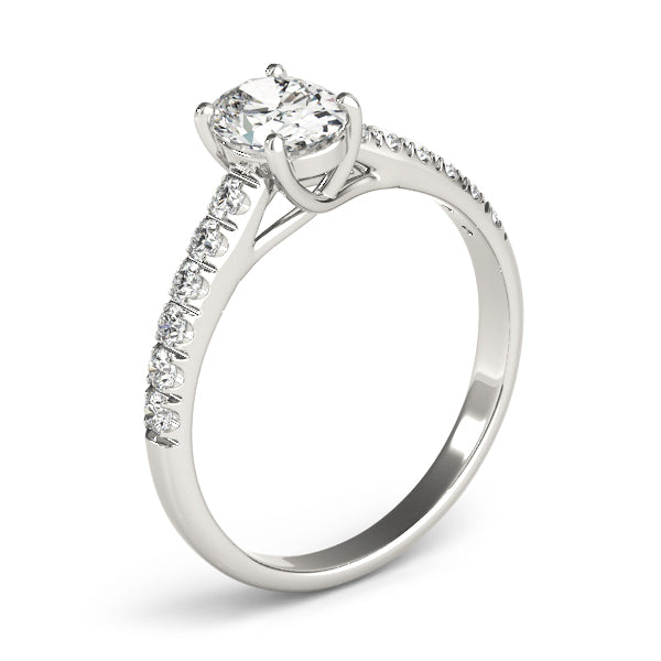 Oval Trellis U-Prong Single Row Engagement Ring 5x3mm