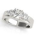 Three Stone Round Trellis Engagement Ring
