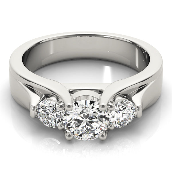 Three Stone Round Trellis Engagement Ring