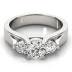 Three Stone Round Trellis Engagement Ring