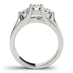 Three Stone Round Trellis Engagement Ring