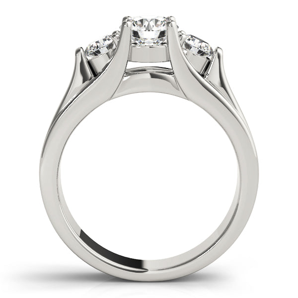 Three Stone Round Trellis Engagement Ring