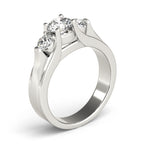 Three Stone Round Trellis Engagement Ring
