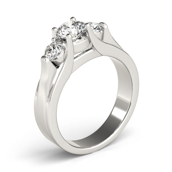 Three Stone Round Trellis Engagement Ring