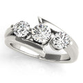 Three Stone Bypass Round Engagement Ring