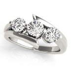 Three Stone Bypass Round Engagement Ring