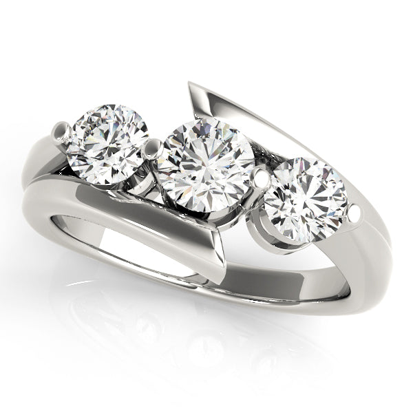 Three Stone Bypass Round Engagement Ring