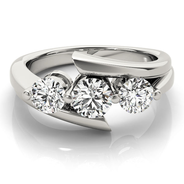 Three Stone Bypass Round Engagement Ring