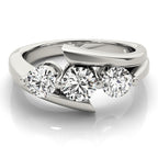 Three Stone Bypass Round Engagement Ring