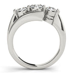 Three Stone Bypass Round Engagement Ring