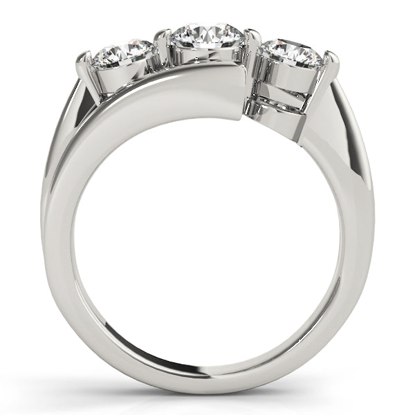 Three Stone Bypass Round Engagement Ring