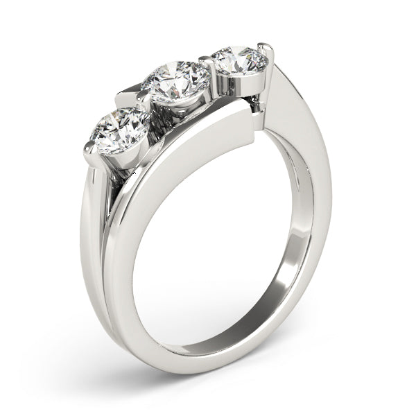 Three Stone Bypass Round Engagement Ring