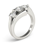 Three Stone Bypass Round Engagement Ring