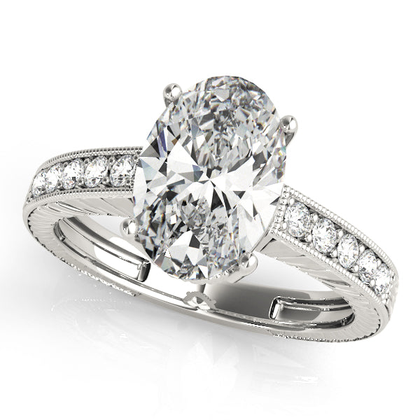 Vintage Milgrain Oval Engagement Ring 10x8mm