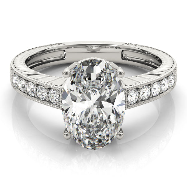 Vintage Milgrain Oval Engagement Ring 10x8mm