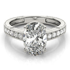 Vintage Milgrain Oval Engagement Ring 10x8mm
