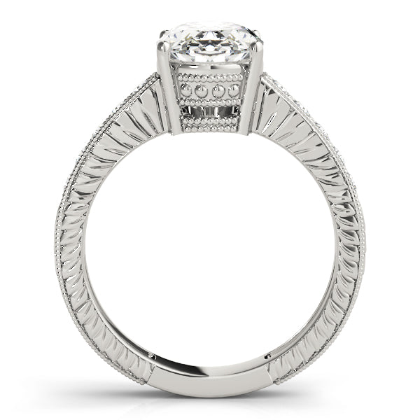 Vintage Milgrain Oval Engagement Ring 10x8mm