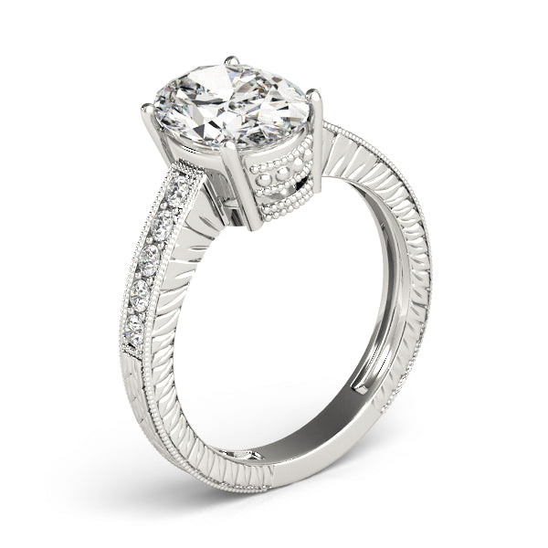 Vintage Milgrain Oval Engagement Ring 10x8mm