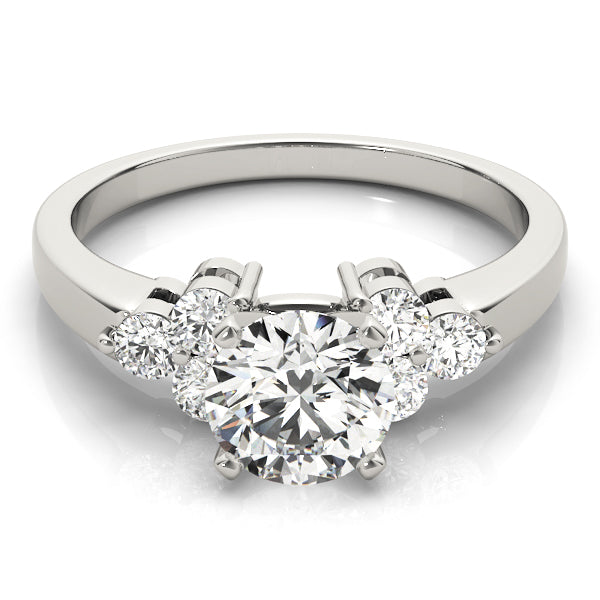 Round Cluster Side Brilliant Engagement Ring