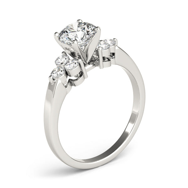 Round Cluster Side Brilliant Engagement Ring