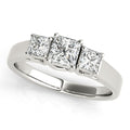Three Stone Princess Trellis Engagement Ring