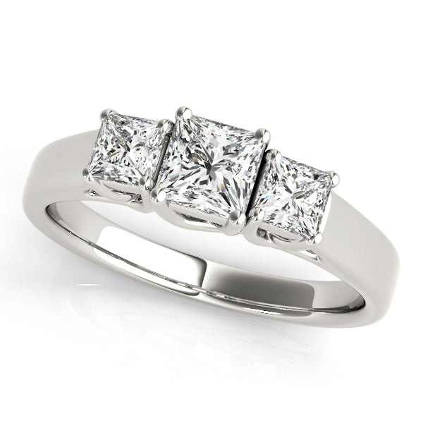Three Stone Princess Trellis Engagement Ring
