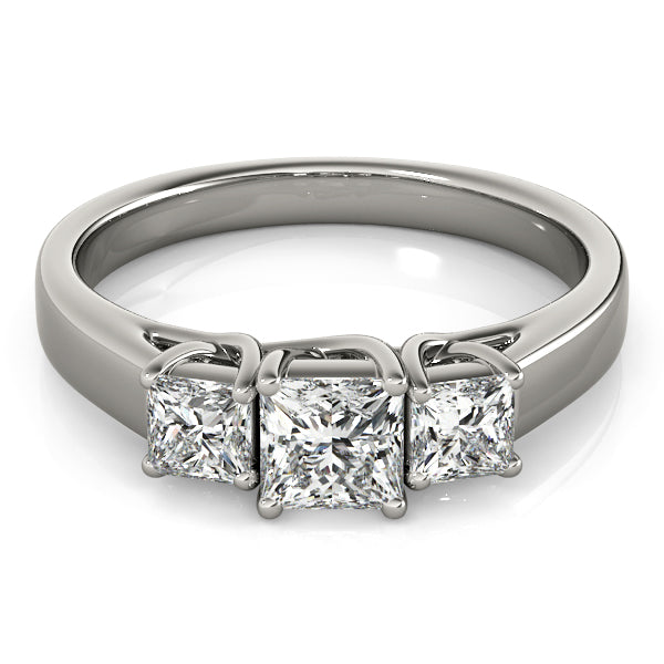 Three Stone Princess Trellis Engagement Ring