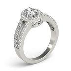 Oval Double Row Split Shank Halo Engagement Ring