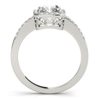 Emerald Cut Single Row Halo Engagement Ring