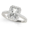 Single Row Emerald Cut Halo Engagement Ring