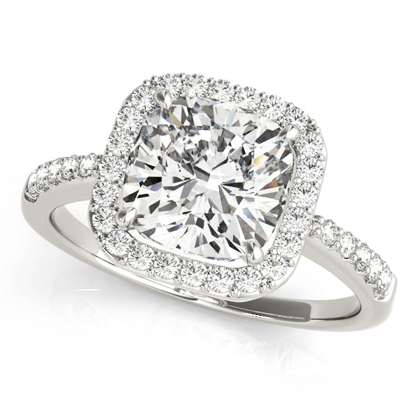 Cushion Halo Diamond Engagement Ring – 10x10mm Setting