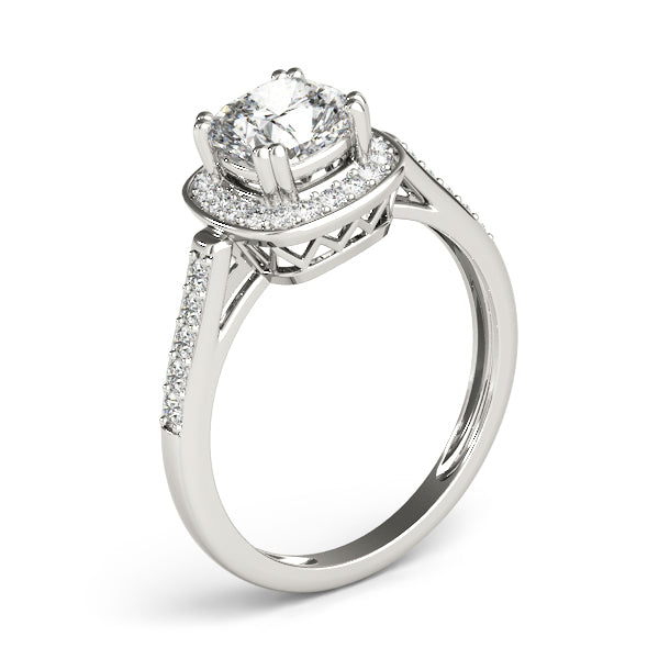 Princess & Cushion Accent Engagement Ring